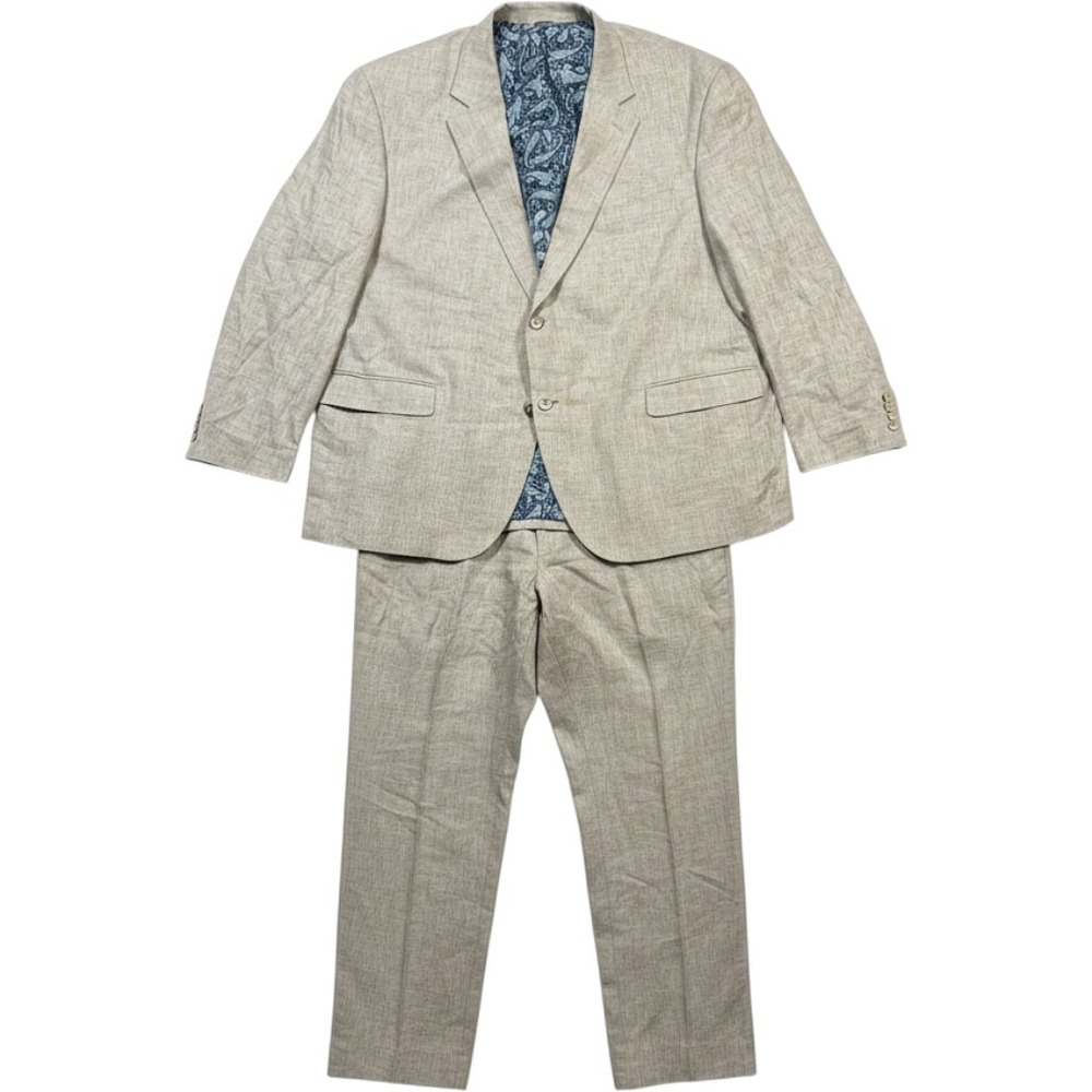 Oak Hill Suit 3XL 54R 56R Grey Linen Blend Two Button Blazer Pants 45X30